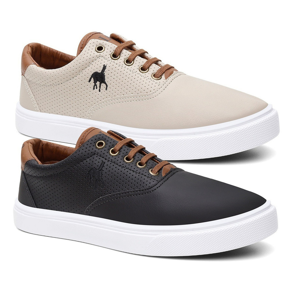 Promoção Kit 2 Tenis Sapatenis Polo Masculino Casual Esportivo Leve Couro Macio Elegante Estiloso Promoção Confortável