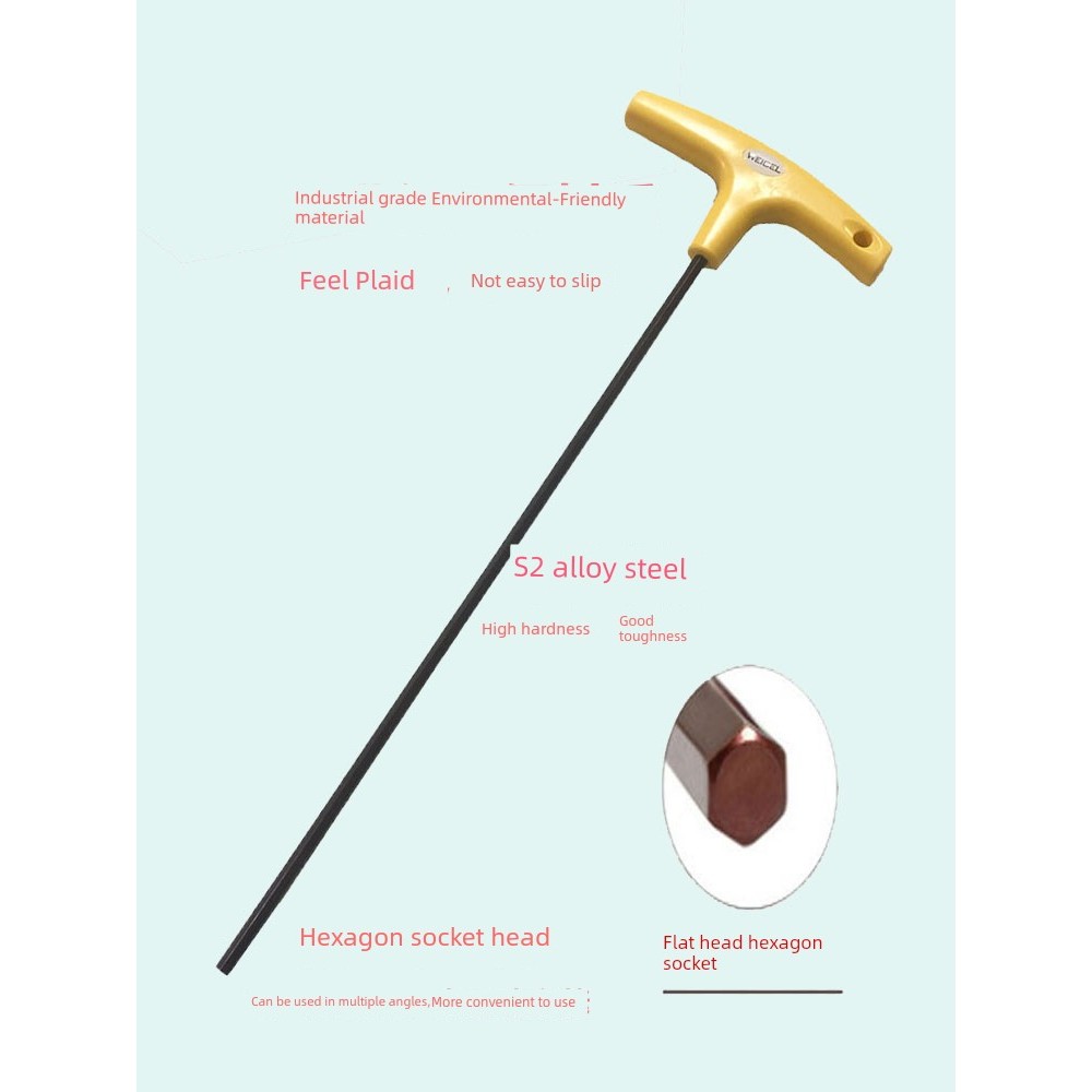 Chave plana extra longa importada de Material S2 polegada métrica 1.5MM-10MM Chave Allen extra longa tipo T