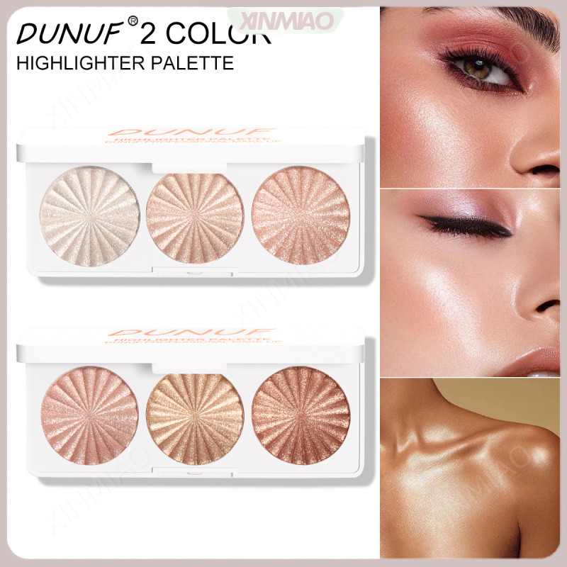 Paleta de Iluminador DUNUF com 3 Tons Perolado Maquiagem Iluminadora Facial e Corporal Natural