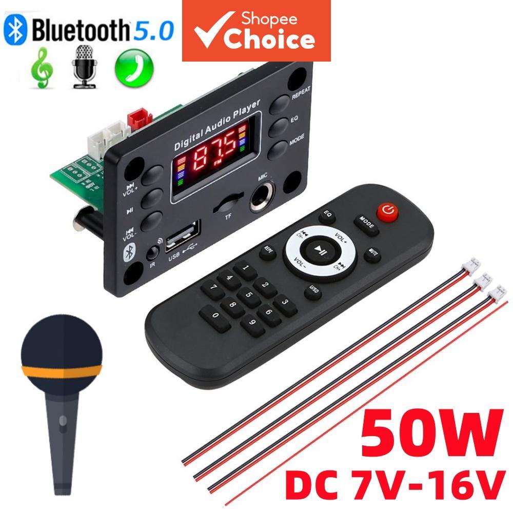 Amplificador Bluetooth MP3 Decodificador Placa 2x25W 50W 12V Handsfree Car FM Radio Pro