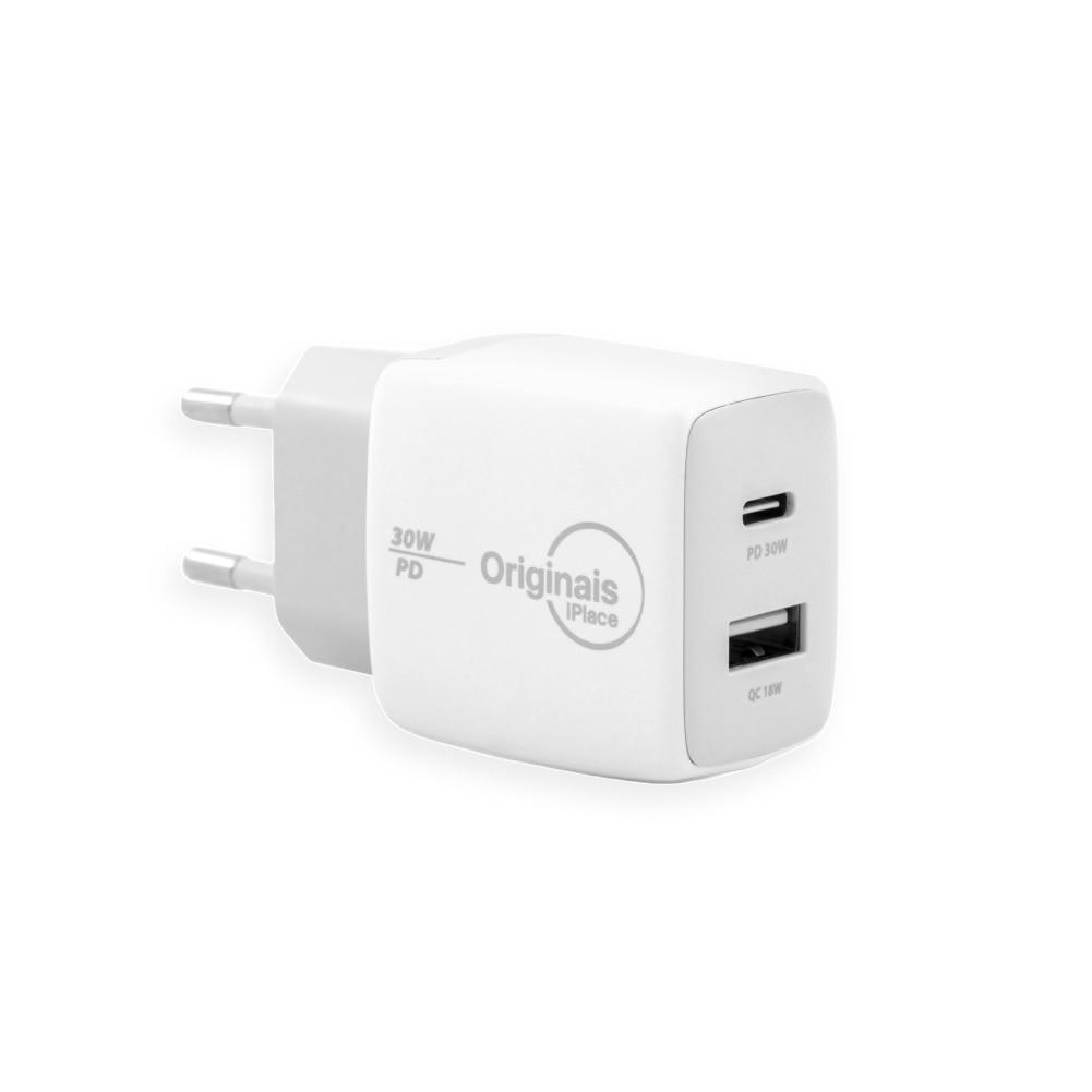 Carregador USB-C/USB, 30W, 2 Portas, Originais iPlace em Oferta na Shopee