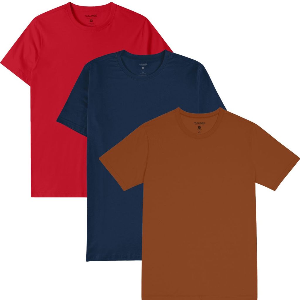Kit 3 Camiseta Basica Masculina Malwee 100% Algodão