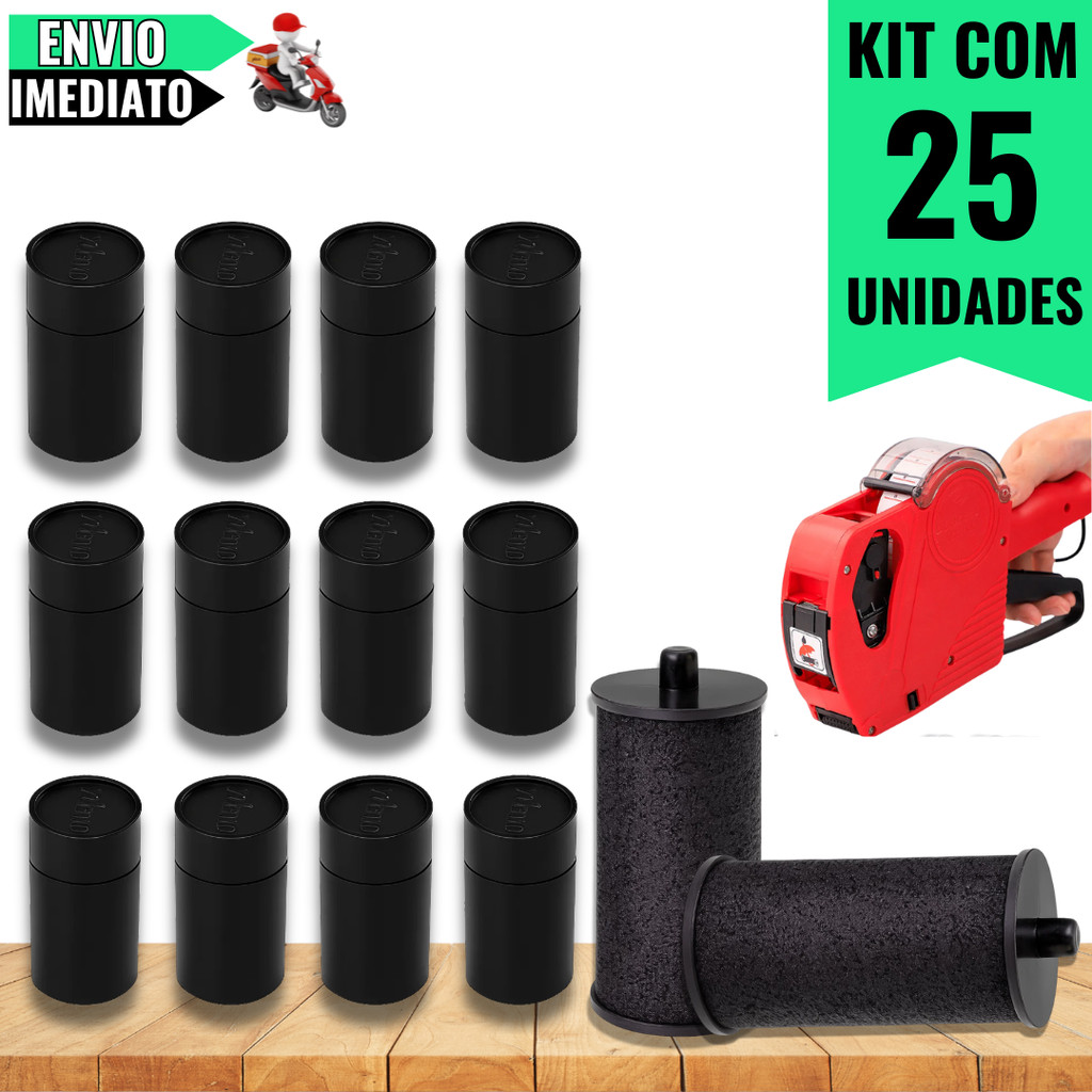 Kit 25 Refil De Tinta Para Etiquetadora Tinteiro Rolete 20mm Para Precificadora De Preço Manual Universal em Oferta na Shopee