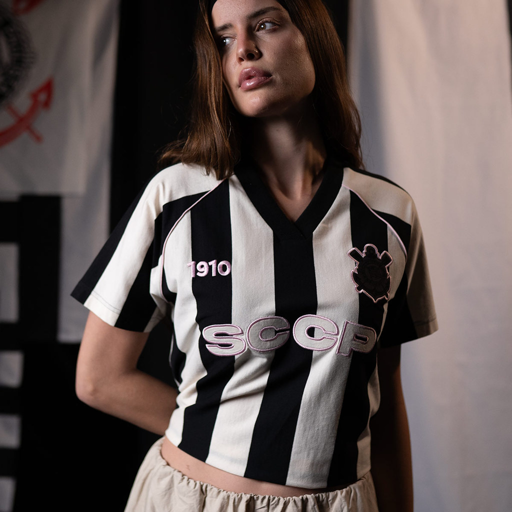 Camisa Corinthians Lifestyle 1910 Listrada SCCP Feminina Oficial