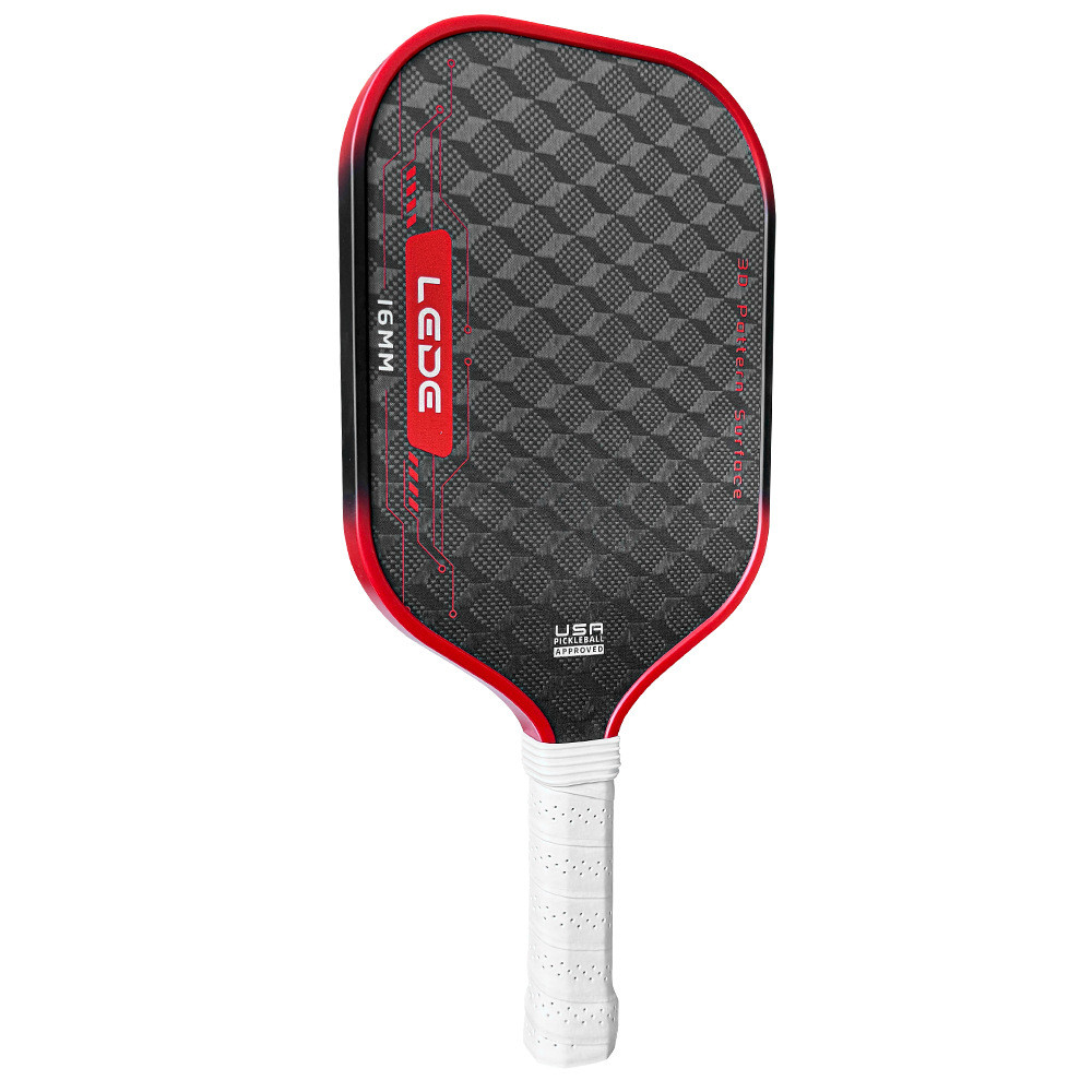 Raquete de Pickleball - Fibra de Carbono de 16mm de Espessura com Superfície Texturizada 3D |   Empunhadura Profissional