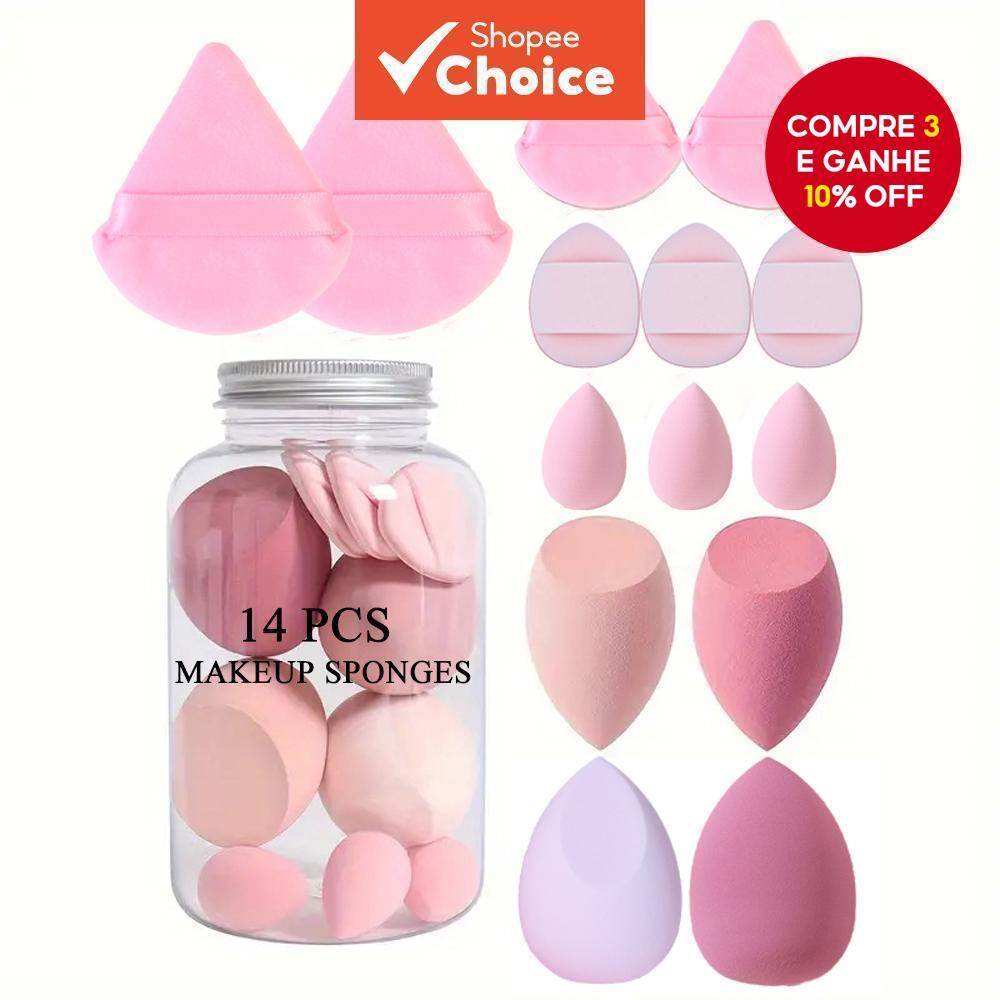 Conjunto De Esponja De Maquiagem De 14 Peças Com Caixa De Armazenamento , Beleza Macia Impecável