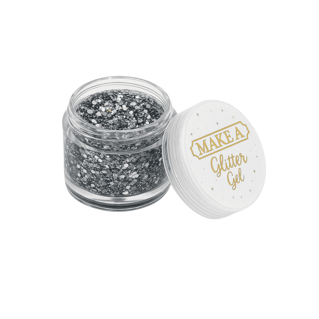Gel Glitter Carnaval Prata para Rosto Corpo e Cabelo Brilho Intenso