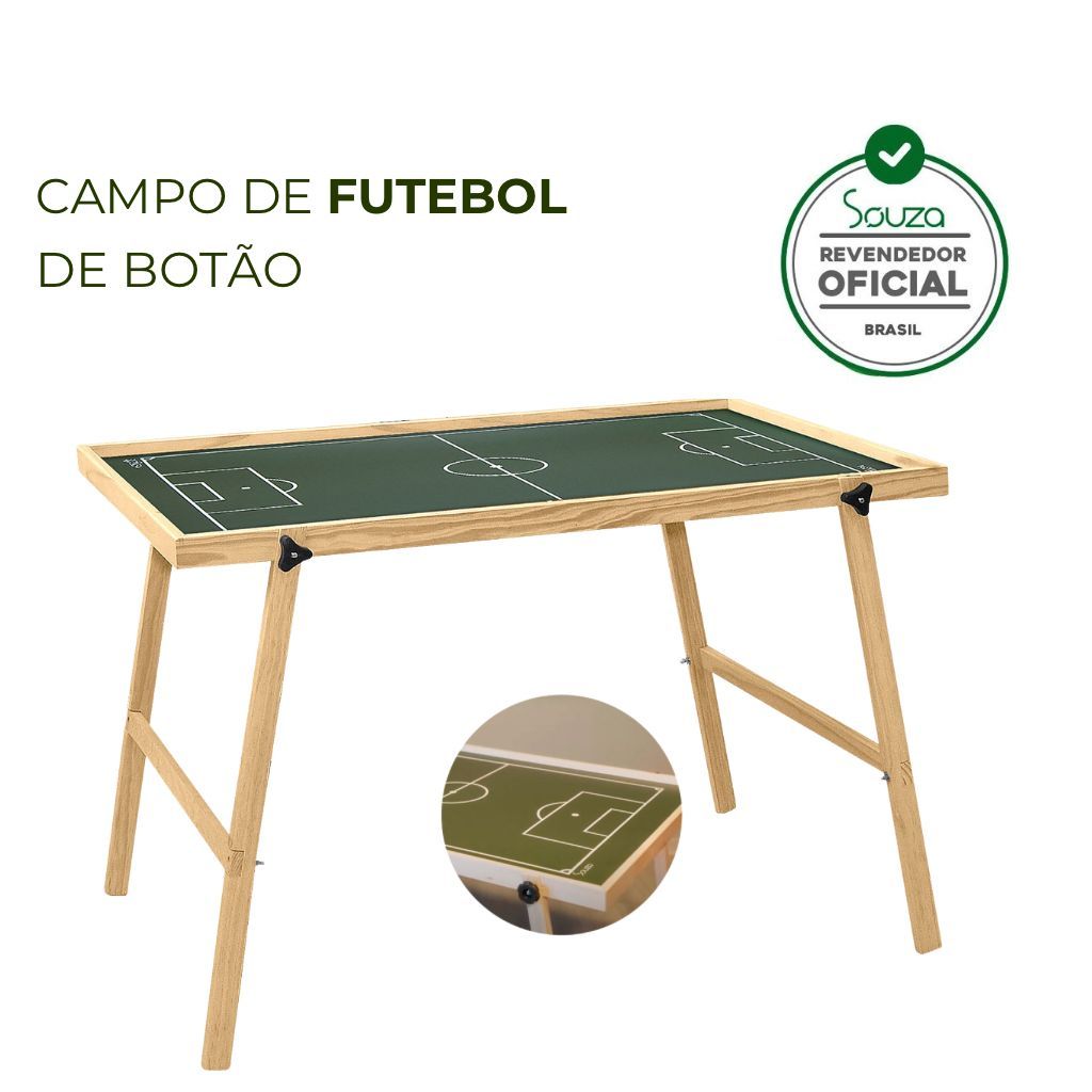 ⚽ Campo de Futebol de Botão Profissional 100x70cm | Mesa Premium com Moldura em Madeira ⚽