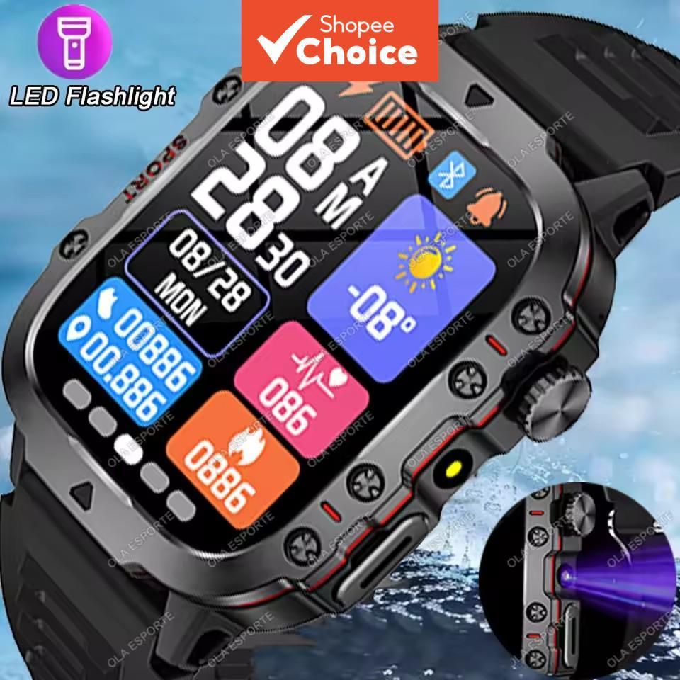Novo Smartwatch GPS com Lanterna LED, Impermeável, Rastreador Esportivo ao Ar Livre, Chamadas Bluetooth, Relógio