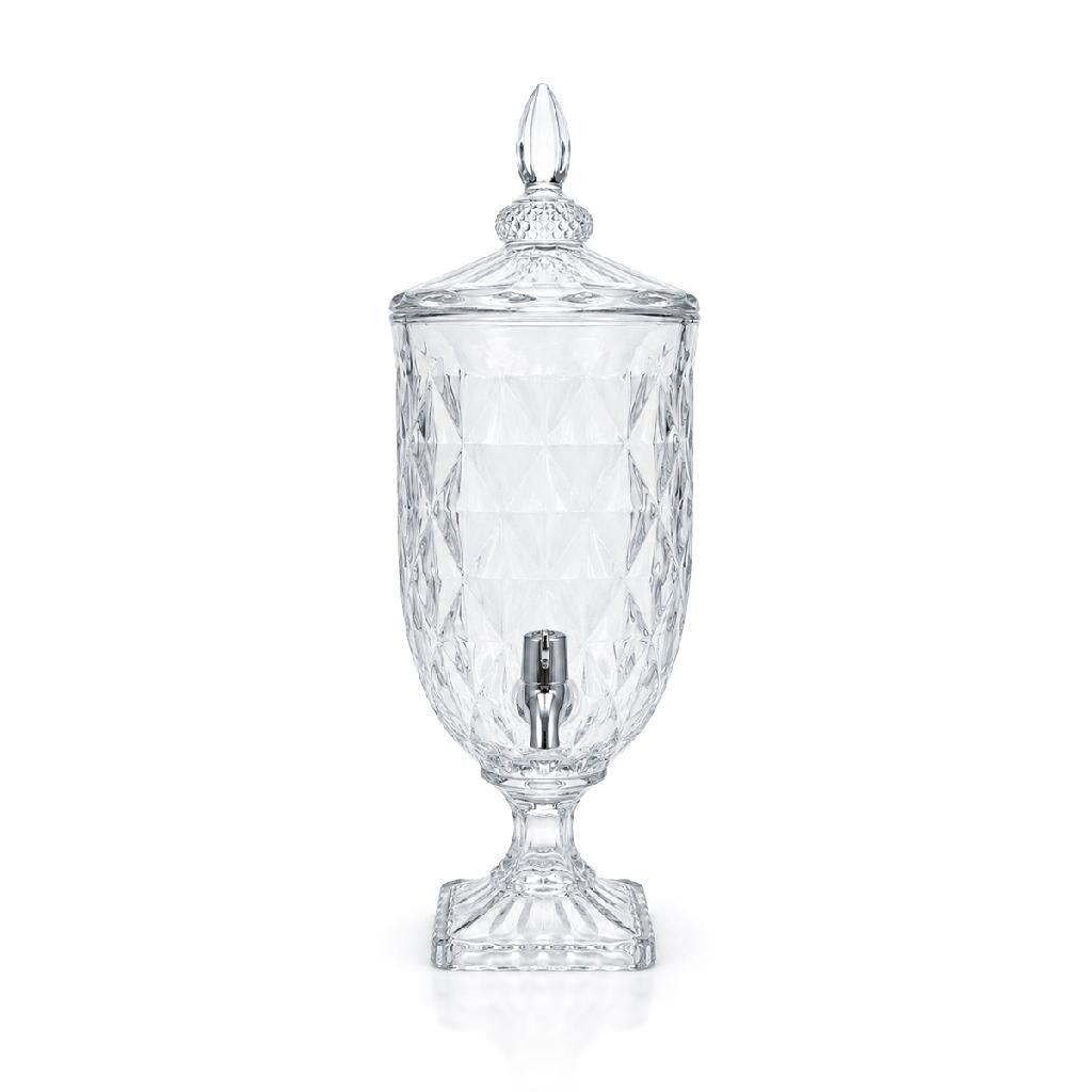 Dispenser Suqueira Água Suco Drinks 4,5L Vidro Torneira Decoração Jarra Festa Buffet Cristal