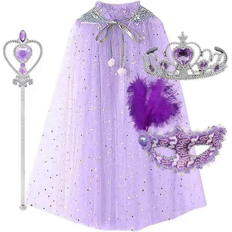 Vestido Roxo da Elsa, Capa da Elsa, Capa para Apresentação de Natal, Saia que Brilha no Escuro para Crianças, Saia Azul