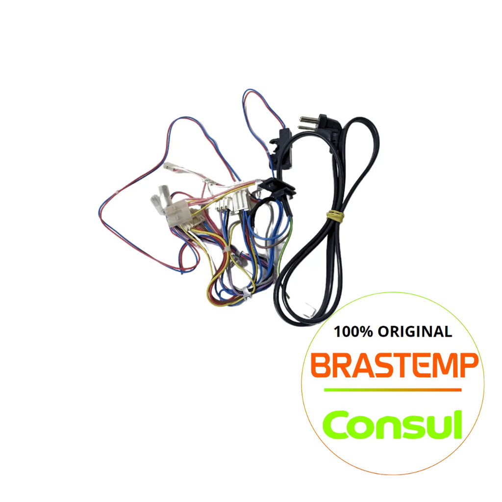CHICOTE REDE ELÉTRICA SUPERIOR LAVADORA BRASTEMP ORIGINAL - W10701113 - BWK11AB - BWL11AB - BWJ11AB - BWS11AB