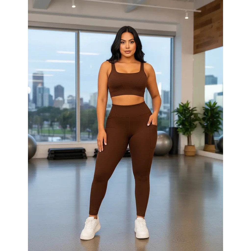 Conjunto Blackout Zero Transparência Legging E Cropped Com Bojo