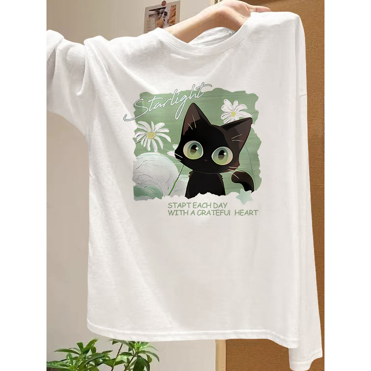 Camiseta masculina de manga comprida americana primavera outono ins Street Wear All-Match Casual solto puro algodão cami
