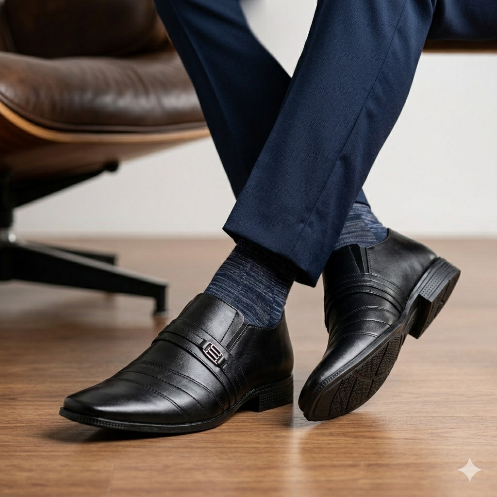 Sapato Masculino Social Trabalho Formal Escritorio Igreja Casamento Preto e Marrom Confortável