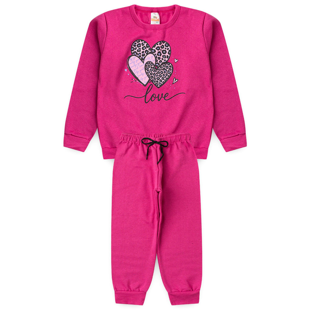Conjunto Infantil Inverno  Menina Love 2 ao 14 anos