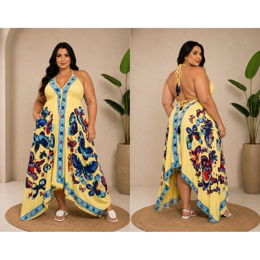 Vestido lenço indiano Plus Size