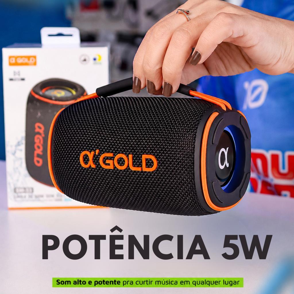 CAIXA DE SOM BLUETOOTH 5W AGOLD IPX6 POTENTE À PROVA D’ÁGUA