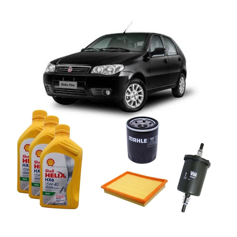 Kit Troca óleo Shell Semissintético 15w40 + Filtros Palio Fire 2001 Em Diante