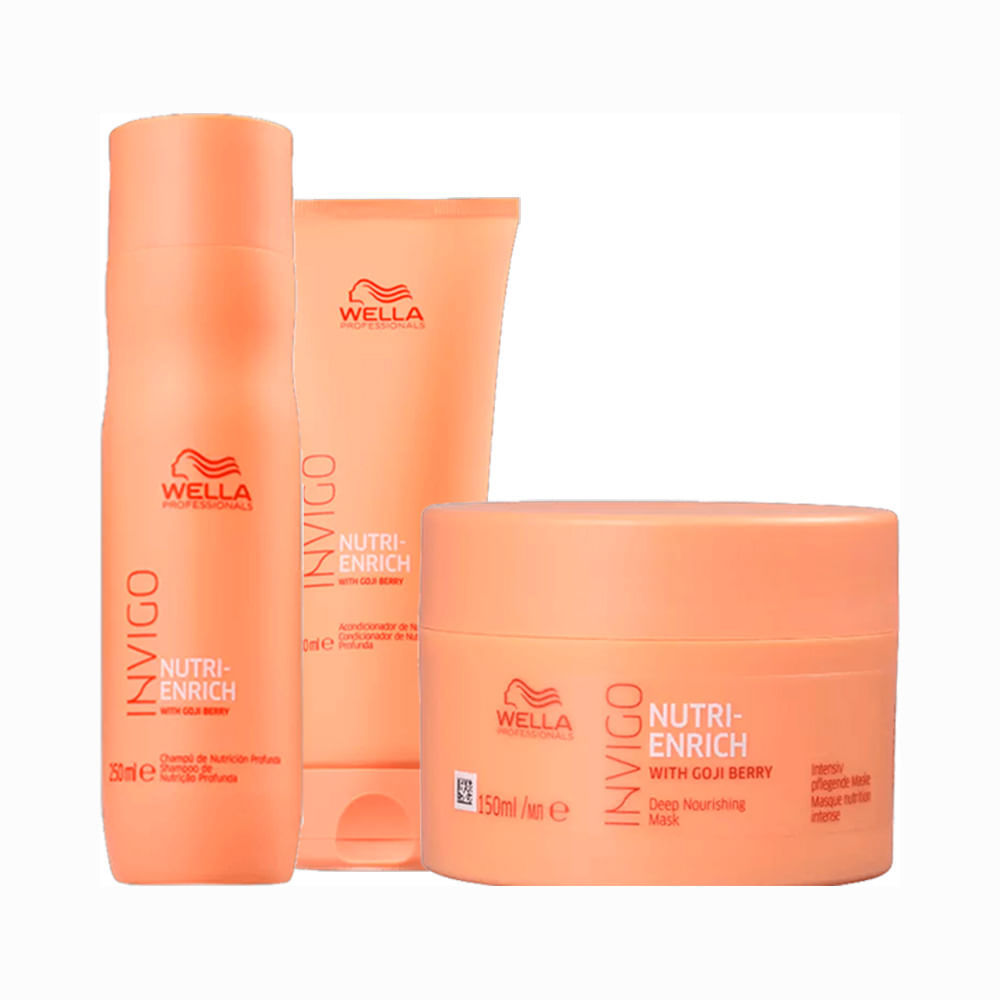 Kit Wella Invigo Shampoo 250ml + Condicionador 200ml + Máscara Enrich 150ml