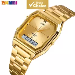 SKMEI 1612 Relógio Digital 3 Tempos Alarme À Prova D'água Chrono De Pulso De Aço Inoxidável