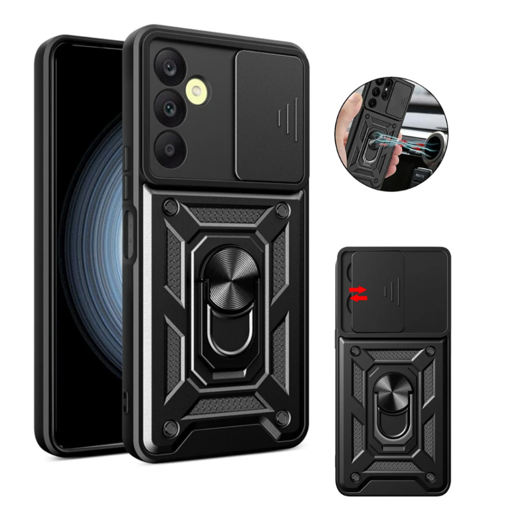 Capa Capinha Armor Para Galaxy A25 5g Preta Proteção Nível Militar Com Suporte e