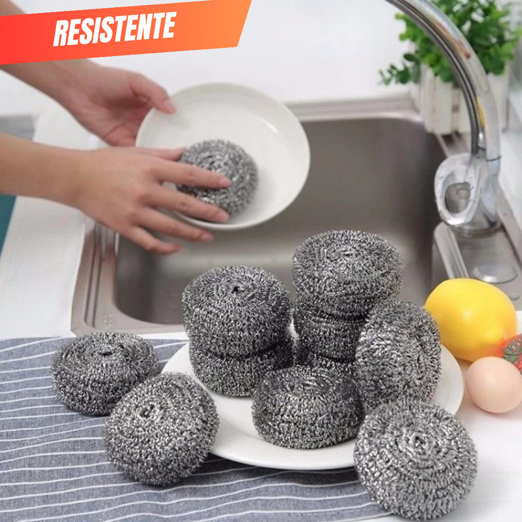 Kit 12 Palha de Aço para Limpeza de Cozinha e Utensílios