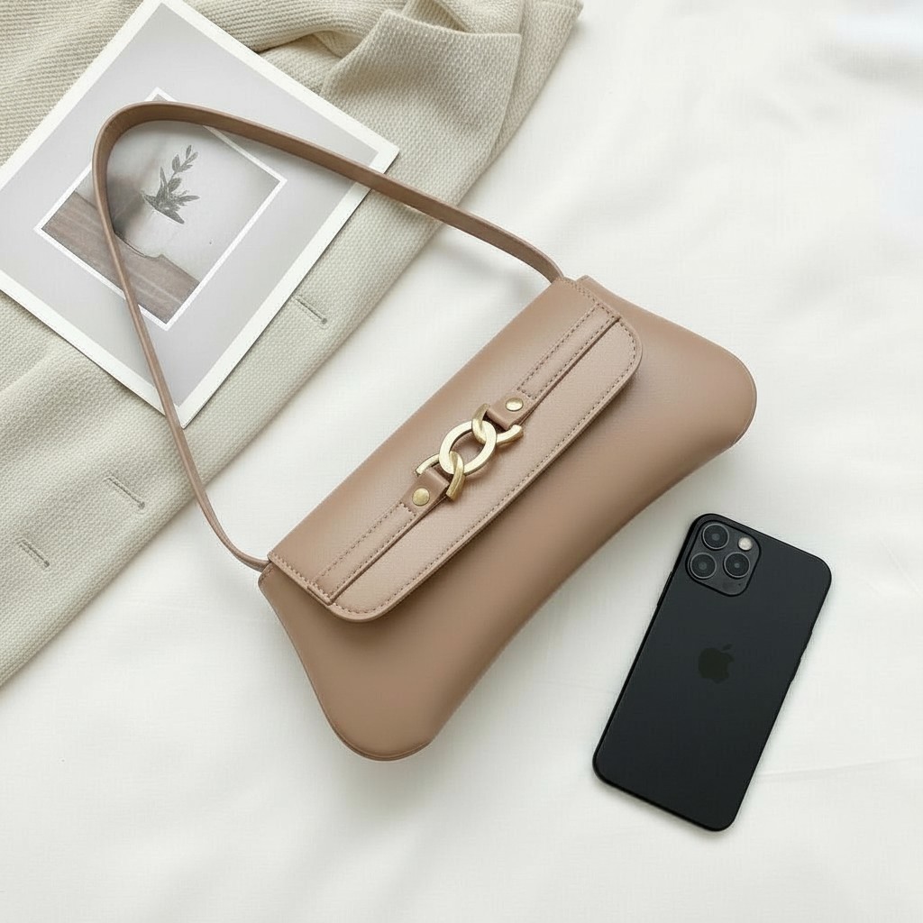 Bolsa Feminina de Ombro Nude Baguete Estilosa para o dia a dia Celular em Oferta na Shopee