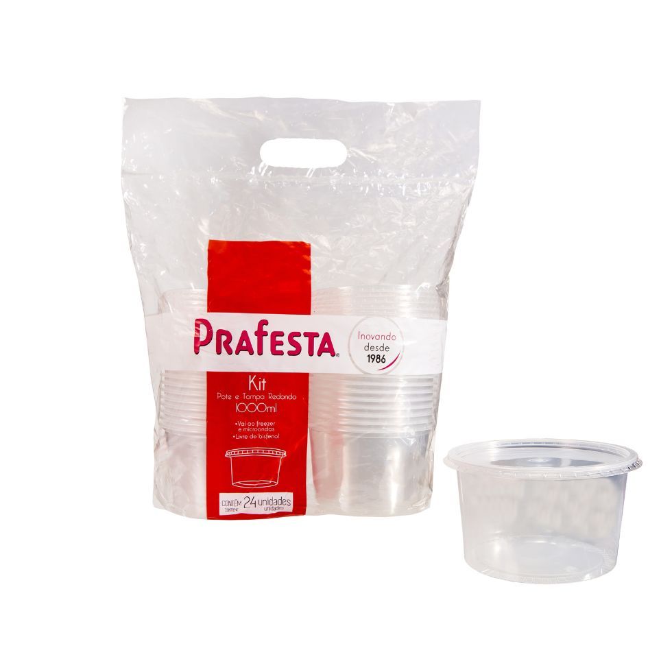 24un Pote Redondo 1000ml Com Tampa Prafesta