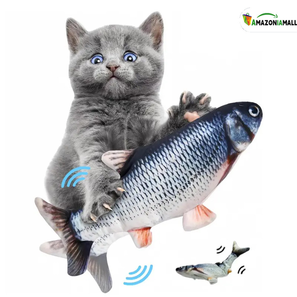 Peixe que Balança o Rabo para Gatos - Brinquedo Eletrônico com Carregamento via USB