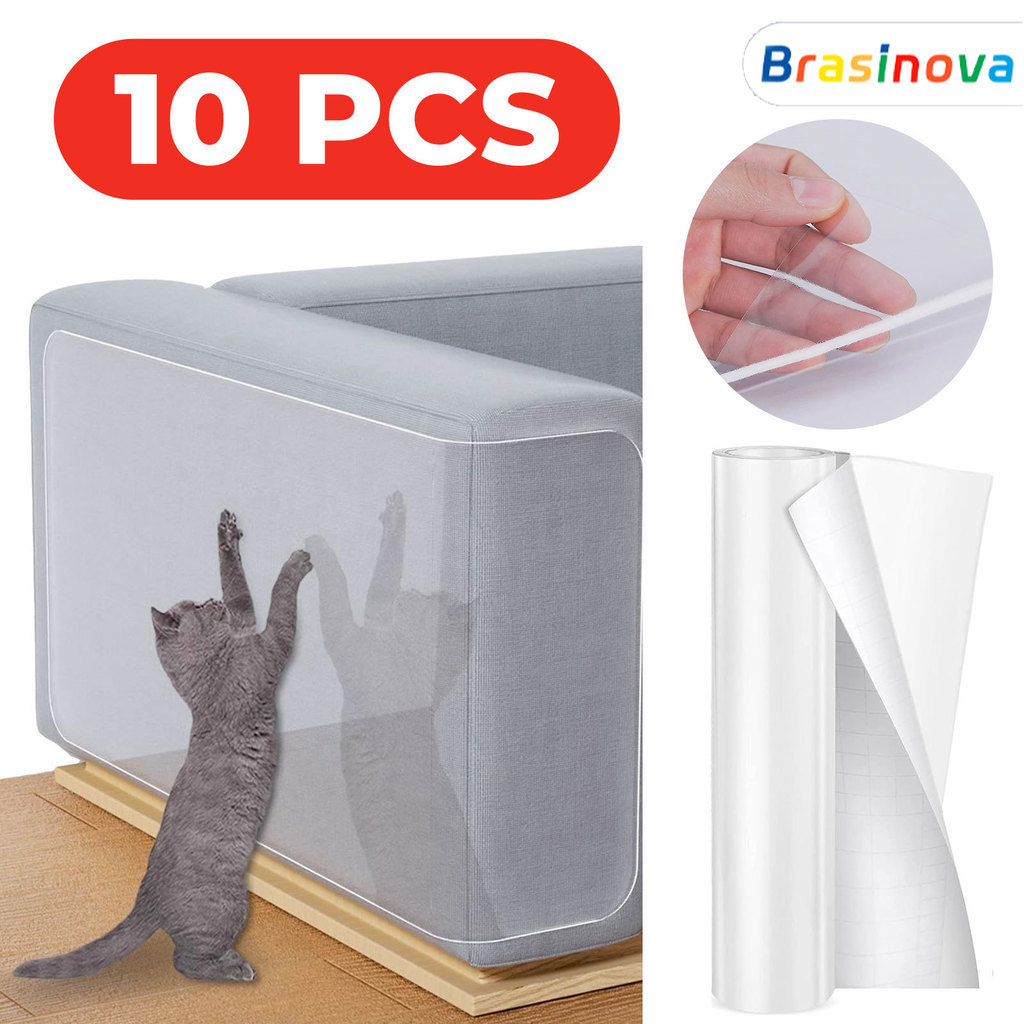 10 Peças Protetor Anti-Arranhador para Cantos, Transparente e Flexível, Protege Móveis e Sofás de Gatos