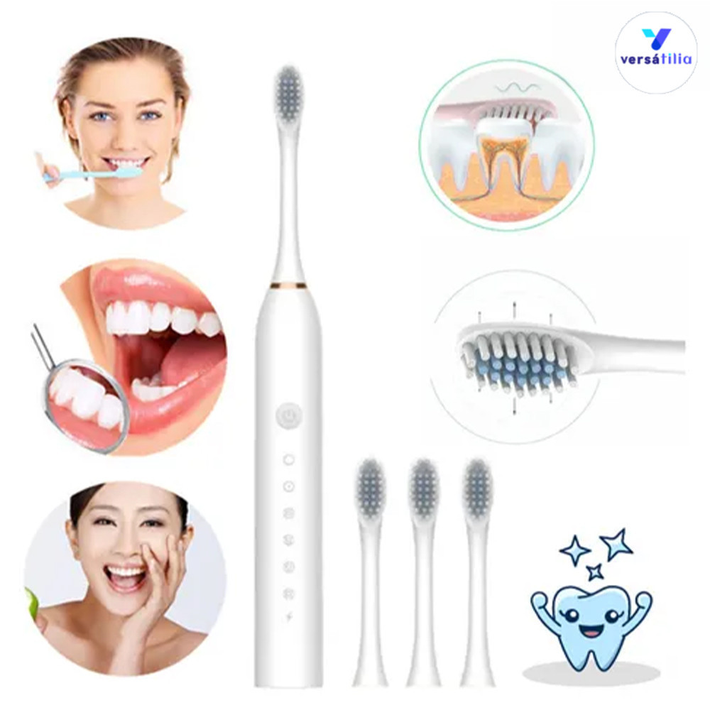 Escova Dental Elétrica Sônica Totalmente À Prova d Água IPX7 Banho e Chuveiro com Temporizador Inteligente