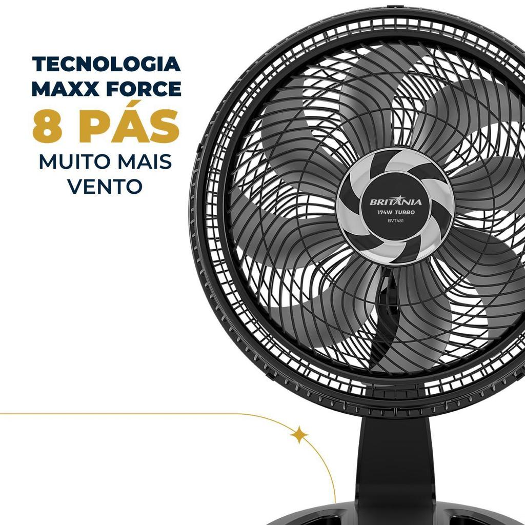 Detalhes do Ventilador Britânia 2 em 1 Maxx Force Silencioso 174W BVT481