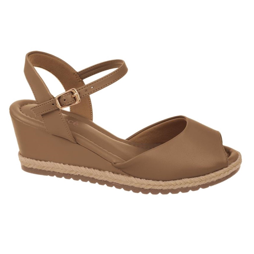 Sandália Bebecê Casual Salto Anabela Moda Espadrille Napa Soho T5828.181