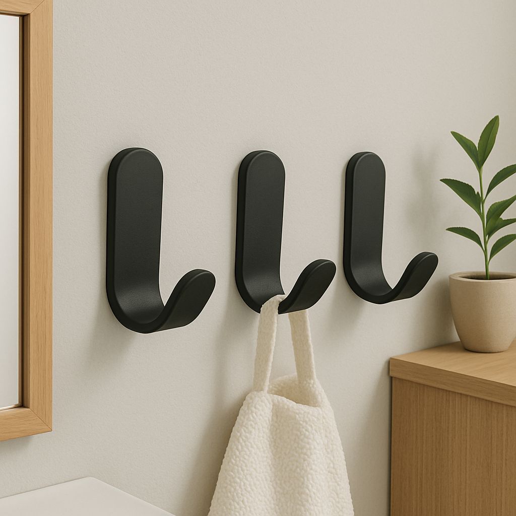 Kit Cabide Gancho de Parede com Fita Dupla Face 3M para Toalhas Banheiro Cor Preto em Oferta na Shopee