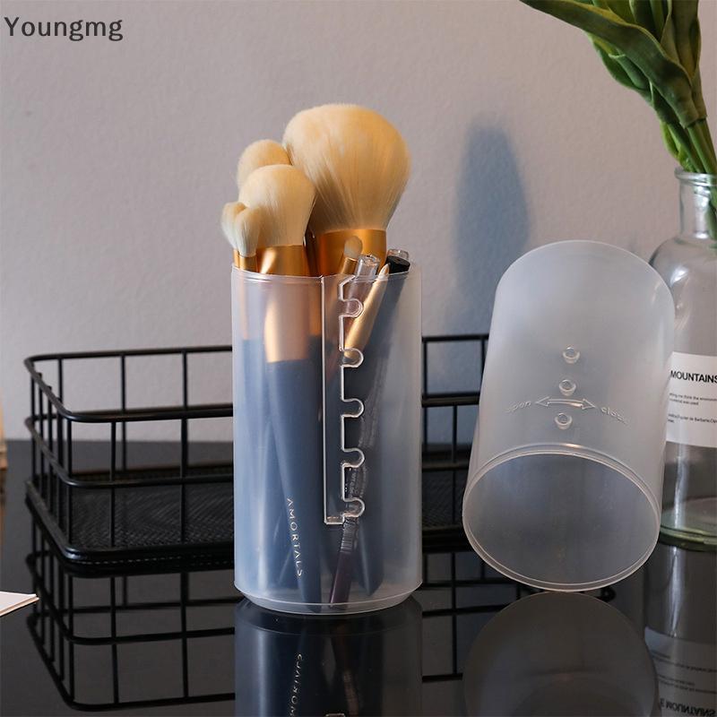 [Youngmg] Porta Pincéis De Maquiagem De Plástico Transparente , Estojo Organizador Para Viagem , Armazenamento De Copos