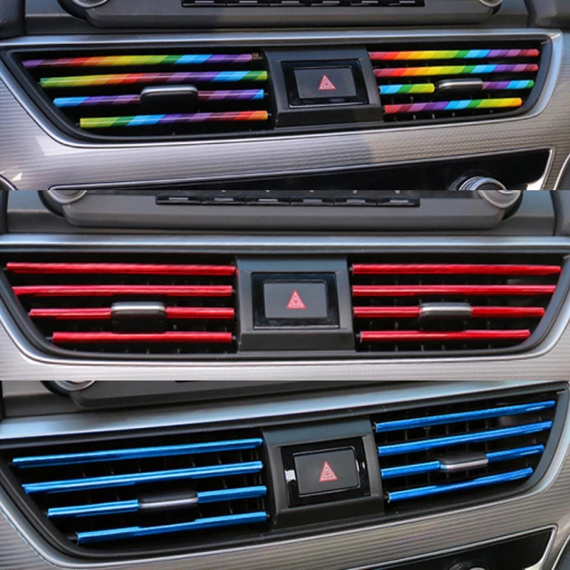 10 Peças 20 Cm Universal Car Saída De Ar Condicionado Decorativo Moldagem Guarnição Tiras Decoração Do Carro ZEM