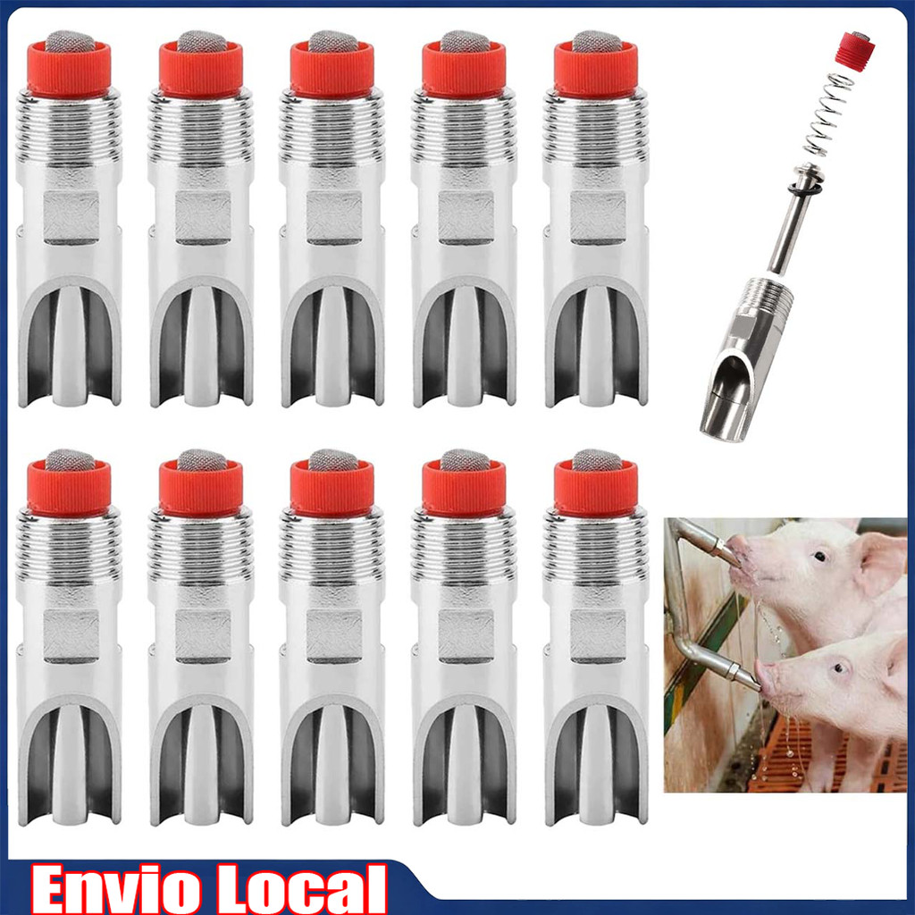 10 peças 7*2cm chupeta de porco de aço inoxidável bebedor porco, vaca, ovelha saída automática de água