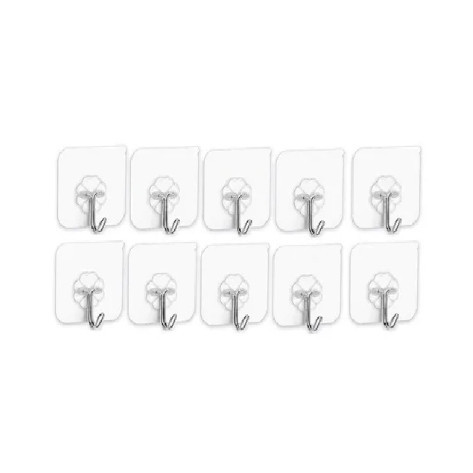 Kit 10/20/30/40 Ganchos Adesivos Transparentes Multiuso Parede Cozinha Banheiro
