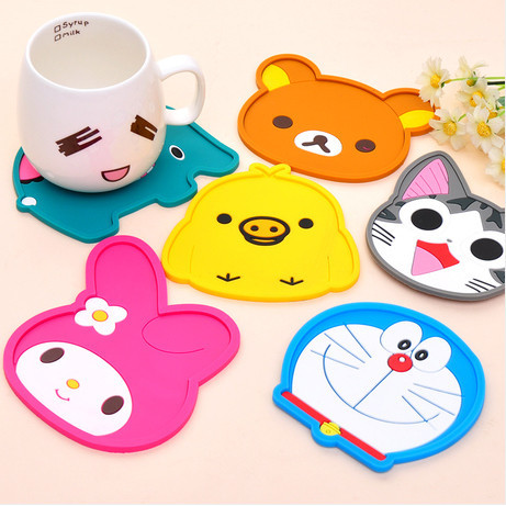 Bonito dos desenhos animados Silicone coaster borracha antiderrapante esteira isolamento chá coaster em forma de tigela 