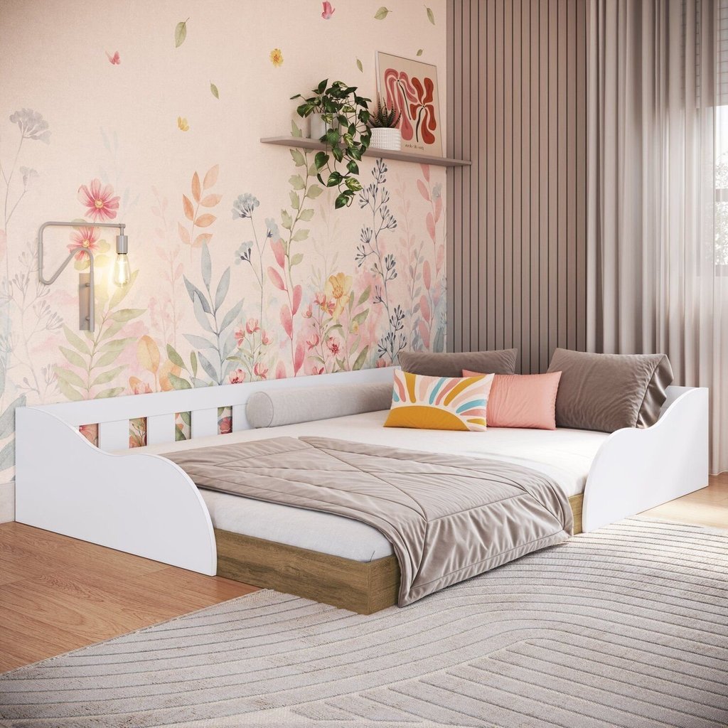 Cama Casal Montessoriana Infantil 140 Memphis Branco Casal