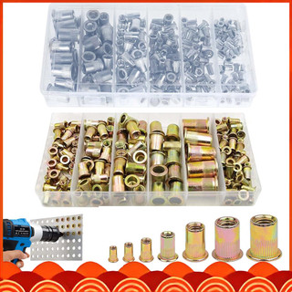 230u. Kit de sortimento de porcas de rebite métricas, porcas de rebite de aço carbono SAE, M3, M4, M5, M6, M8, M10, M12
