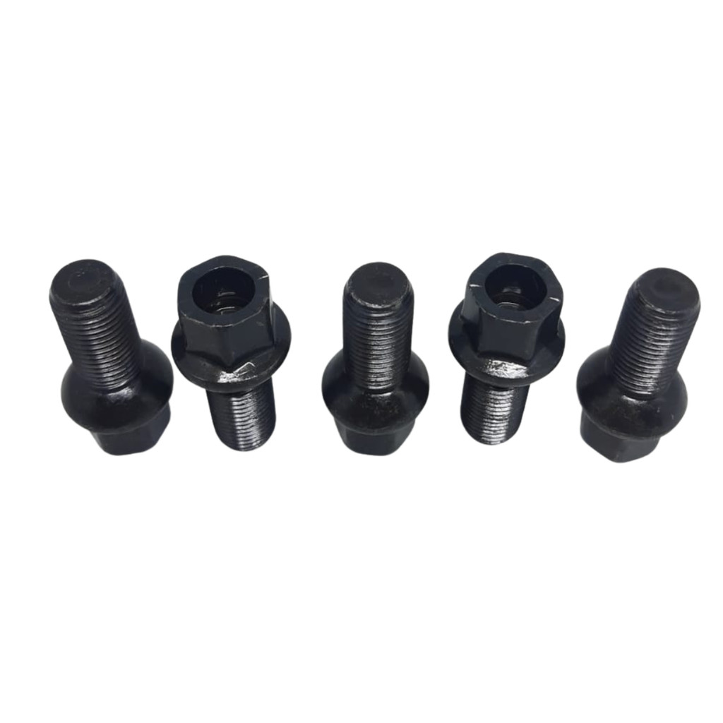 Jogo 5 Parafuso 14mm Preto Roda Ferro VW Bora Fox Golf Polo Spacefox A3