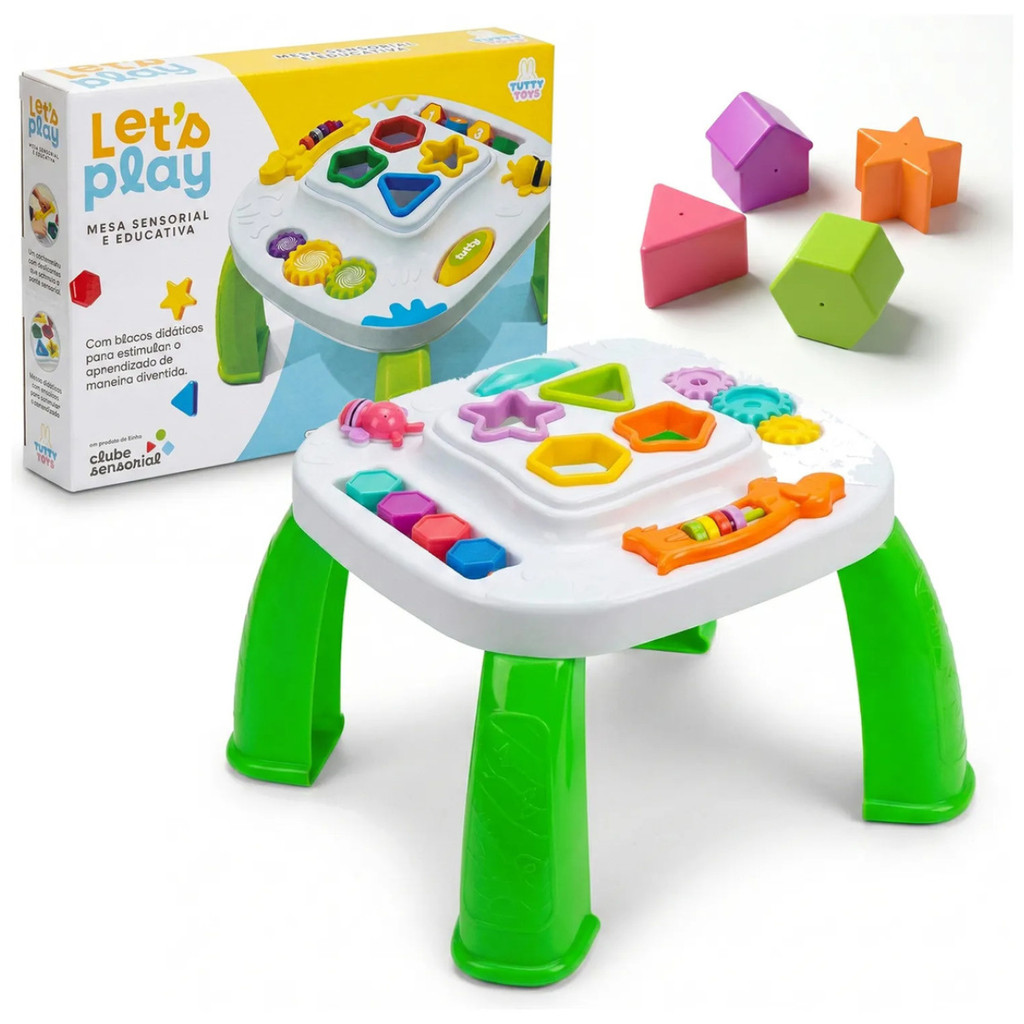 Mesinha Didática Infantil Educativa Sensorial Mesa Divertida Atividades Interativas Formas Encaixar