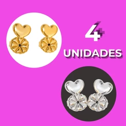 Kit 4 Unidades Tarraxa Mágica Sustentação Orelha Rasgada Banhado Ouro18k Alto Padrão 18k Anti Alérgic Prata925