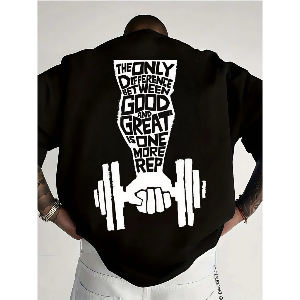 Camiseta Masculina 100% Algodão Academia Treino Fitness Motivação Masculina Estampa Haltere