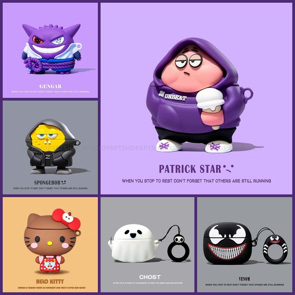 Sorvete Monstro Fantasma + Pingente Chaveiros Caso Para Pro3 Pro/Pro2 4/3/2/1 Silicone Fone De Ouvido Embalagem