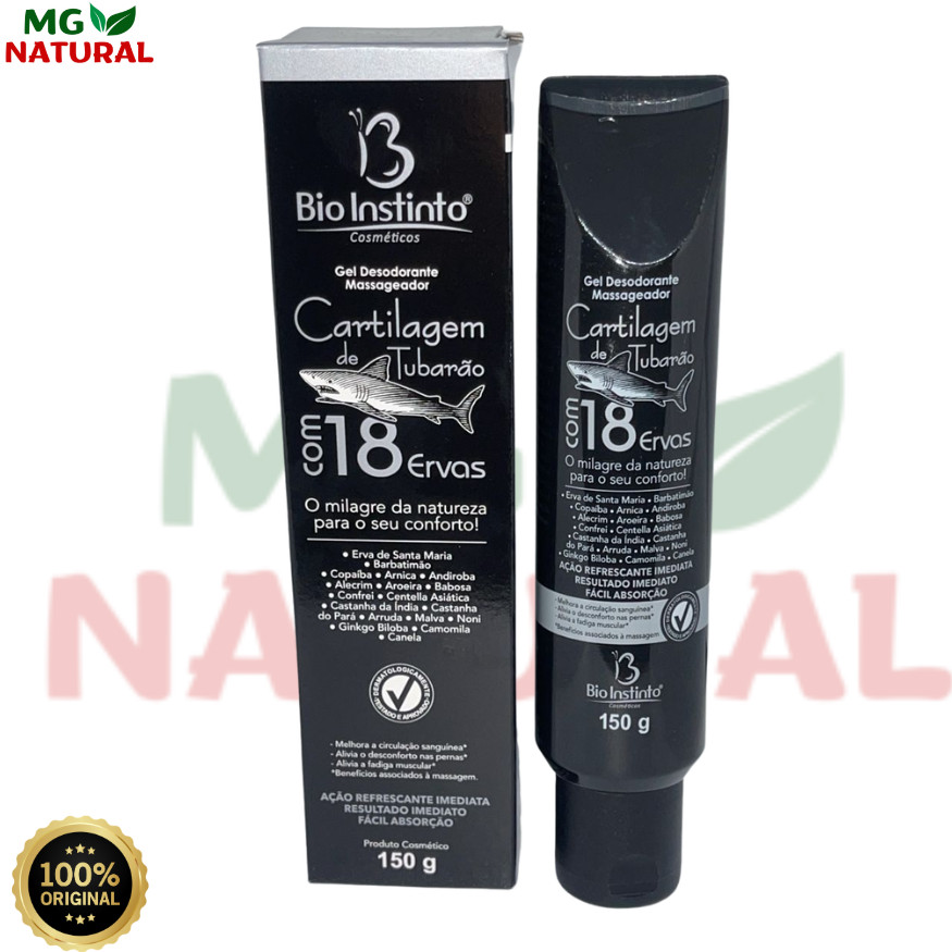 Kit com 12 Unidades Gel Massageador Cartilagem De Tubarão 18 Ervas 150g Bio Instinto Extra Mentolado Original