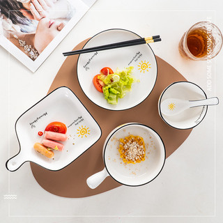 Criativo fresco nórdico doméstico cerâmica duplo utensílios de mesa Irregular simples 1 pessoa comida tigela arroz prato