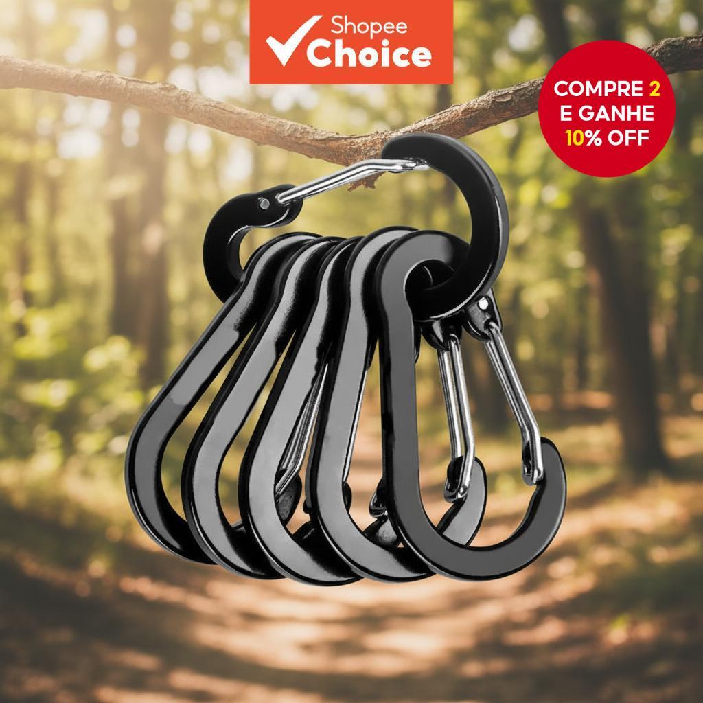  6-Pack Mosquetões de Alumínio em Forma de Cabaça com Gancho em S e Mola, Clipes para Chaveiro para Equipamentos ao Ar